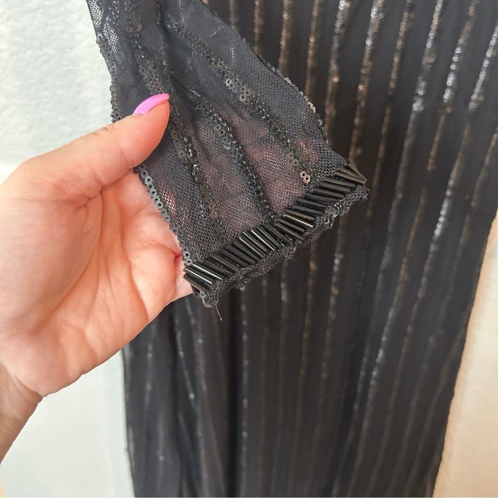 THE JETSET DIARIES Fiesta Faux Wrap Maxi Dress Black Sequin & Beaded XS - Picture 10 of 12